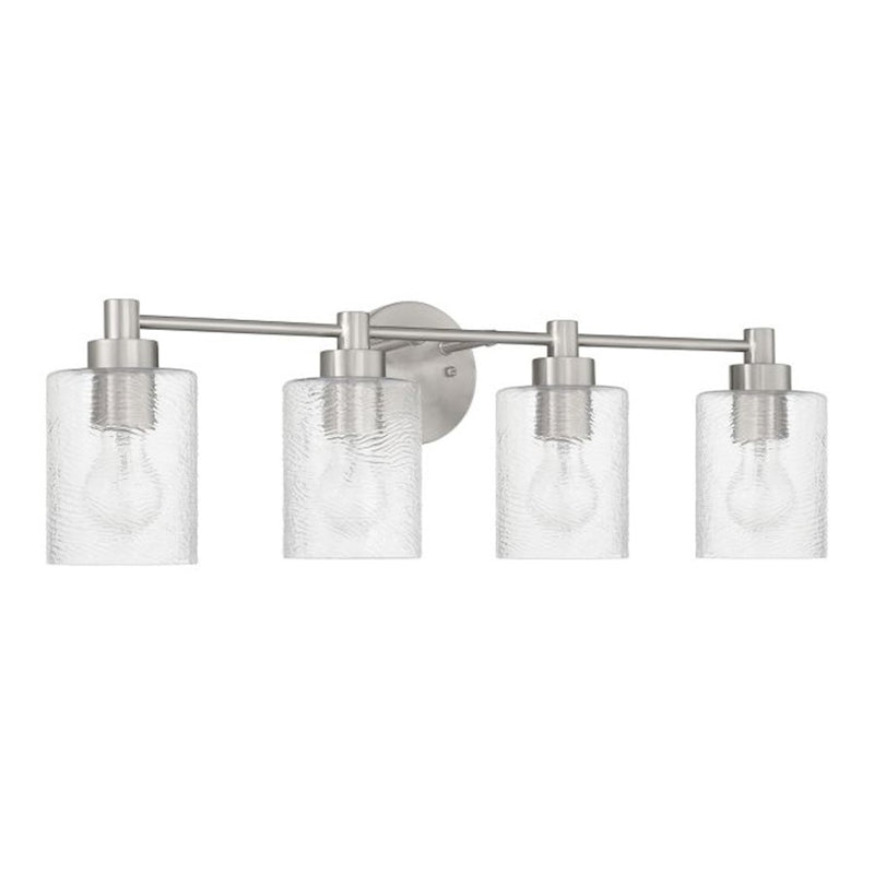 Craftmade Lyndsey 4 Light Vanity, Nickel/Clear Textured