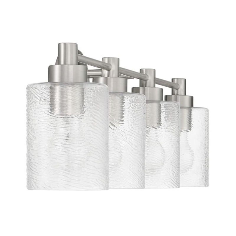 Craftmade Lyndsey 4 Light Vanity, Nickel/Clear Textured