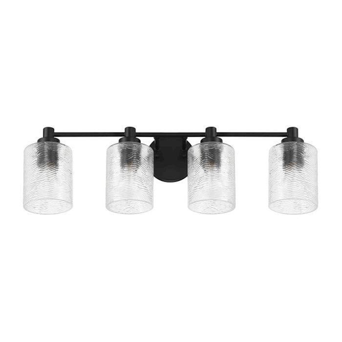 Craftmade Lyndsey 4 Light Vanity, Black/Clear Textured