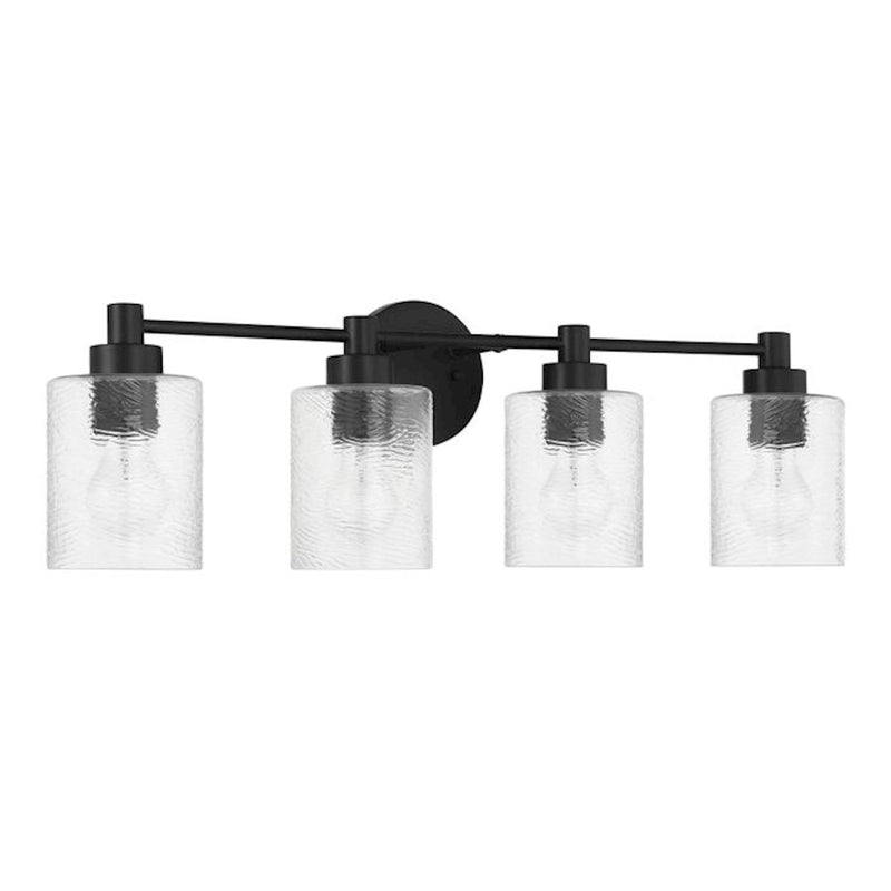 Craftmade Lyndsey 4 Light Vanity, Black/Clear Textured