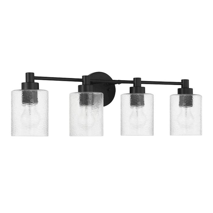 Craftmade Lyndsey 4 Light Vanity, Black/Clear Textured
