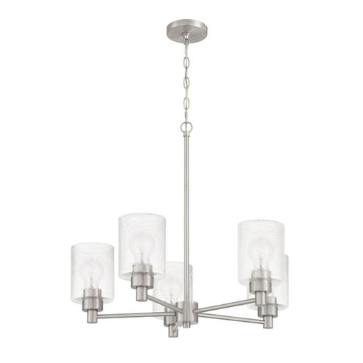 Craftmade Lyndsey 5 Light Chandelier, Nickel/Clear Textured - 60225-BNK