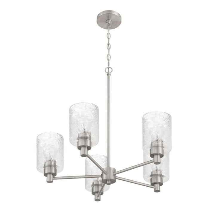 Craftmade Lyndsey 5 Light Chandelier, Nickel/Clear Textured