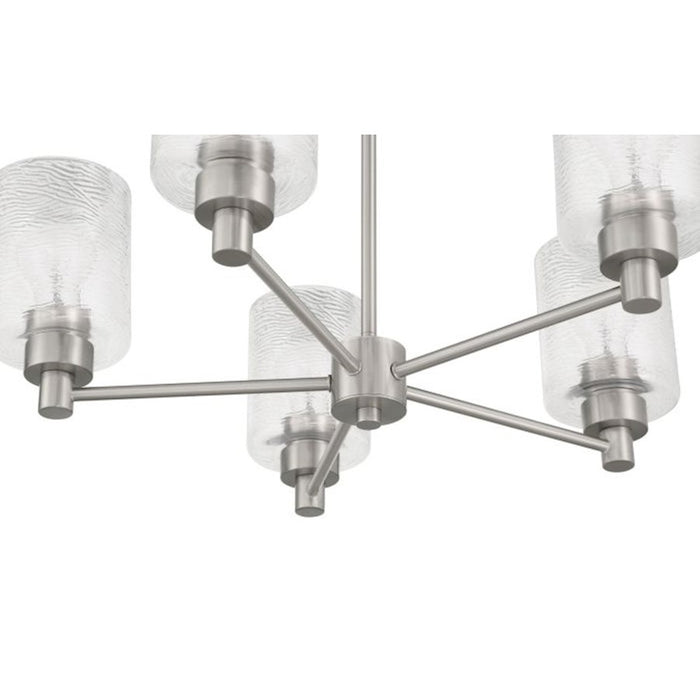Craftmade Lyndsey 5 Light Chandelier, Nickel/Clear Textured