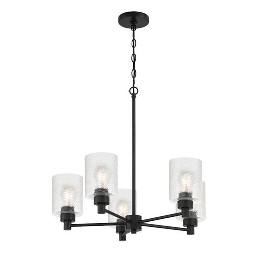 Craftmade Lyndsey 5 Light Chandelier, Black/Clear Textured