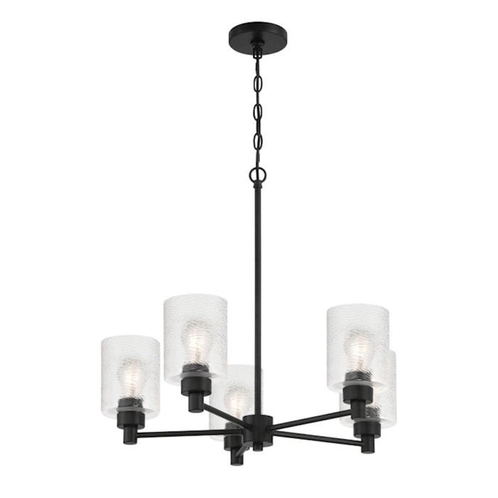 Craftmade Lyndsey 5 Light Chandelier, Black/Clear Textured