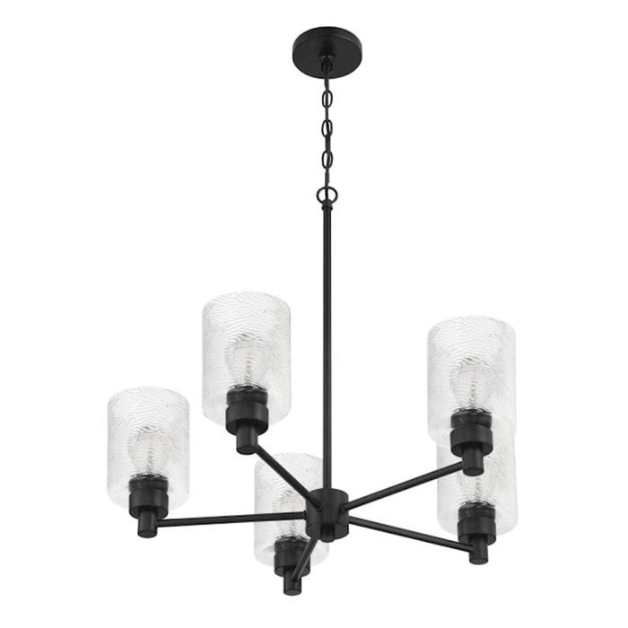 Craftmade Lyndsey 5 Light Chandelier, Black/Clear Textured