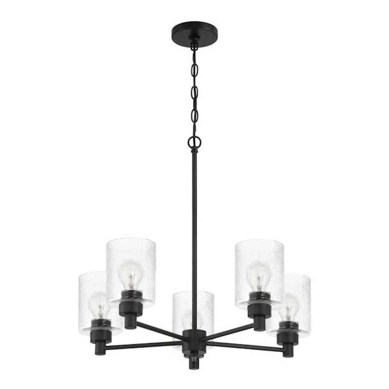 Craftmade Lyndsey 5 Light Chandelier, Black/Clear Textured