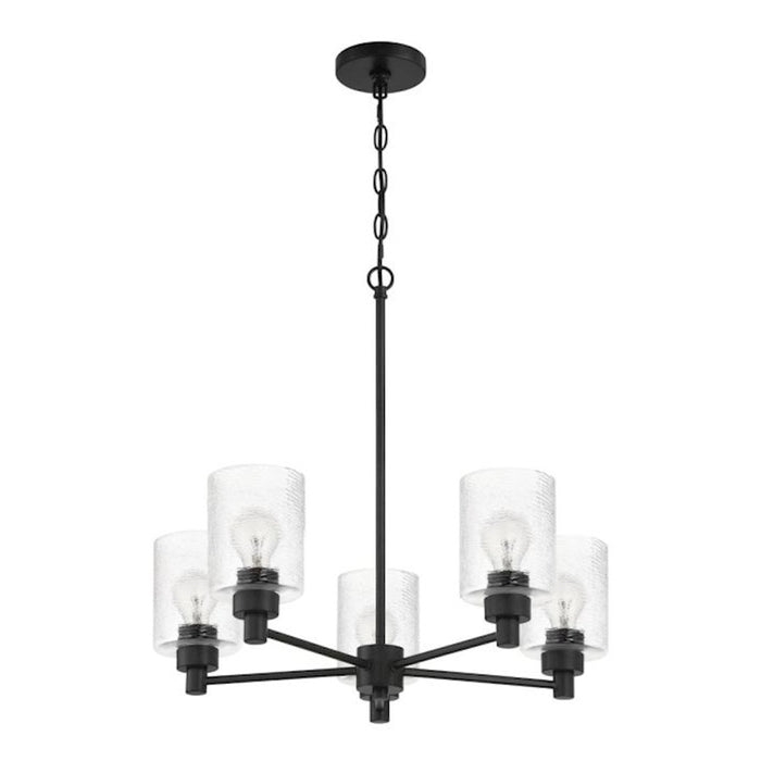 Craftmade Lyndsey 5 Light Chandelier, Black/Clear Textured
