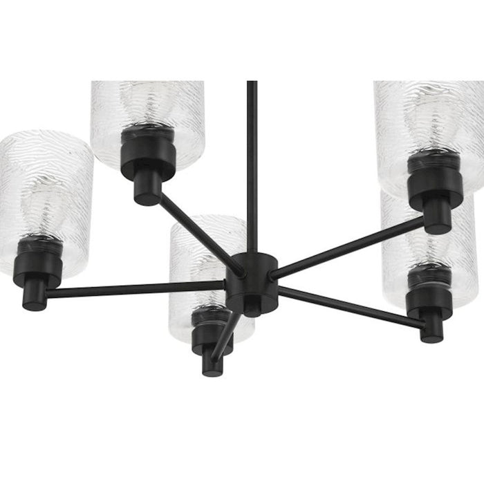 Craftmade Lyndsey 5 Light Chandelier, Black/Clear Textured