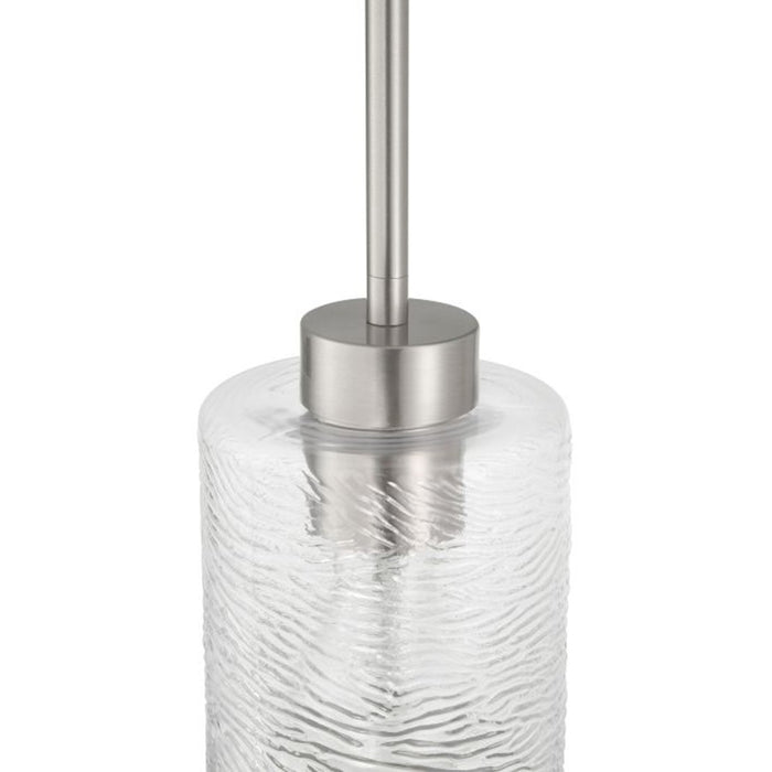 Craftmade Lyndsey 1 Light Mini Pendant, Nickel/Clear Textured