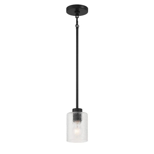 Craftmade Lyndsey 1 Light Mini Pendant, Black/Clear Textured