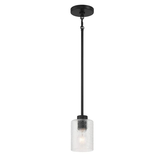 Craftmade Lyndsey 1 Light Mini Pendant, Black/Clear Textured