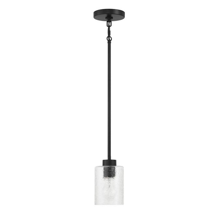Craftmade Lyndsey 1 Light Mini Pendant, Black/Clear Textured