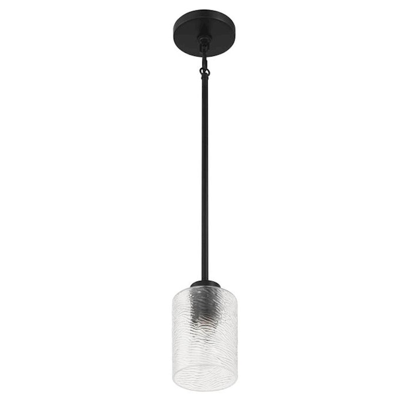 Craftmade Lyndsey 1 Light Mini Pendant, Black/Clear Textured