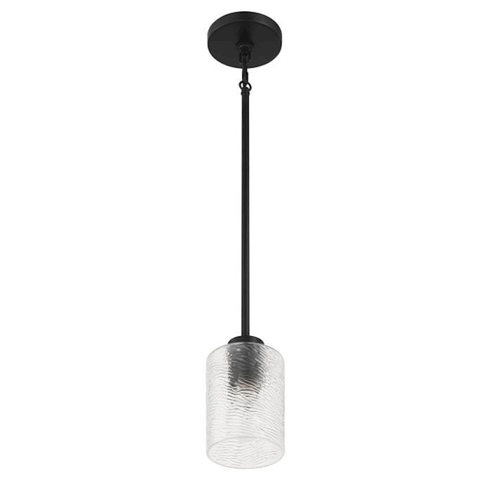 Craftmade Lyndsey 1 Light Mini Pendant, Black/Clear Textured
