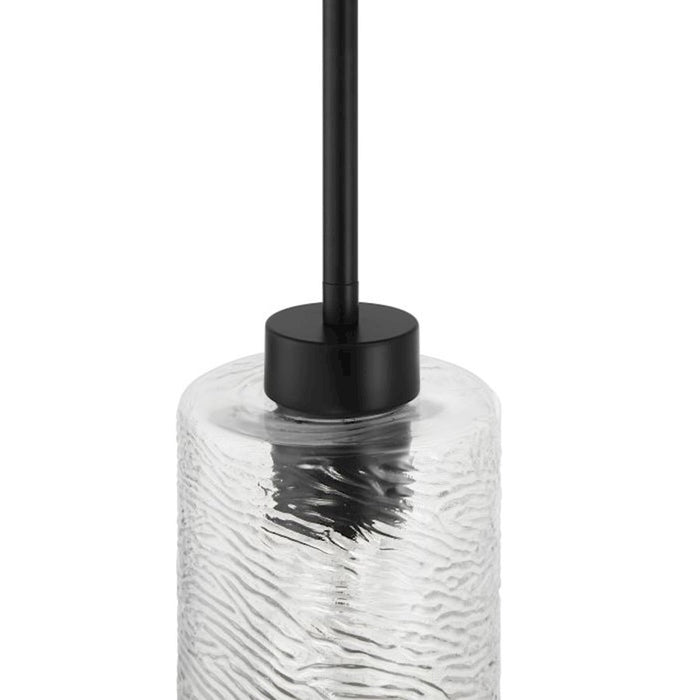 Craftmade Lyndsey 1 Light Mini Pendant, Black/Clear Textured