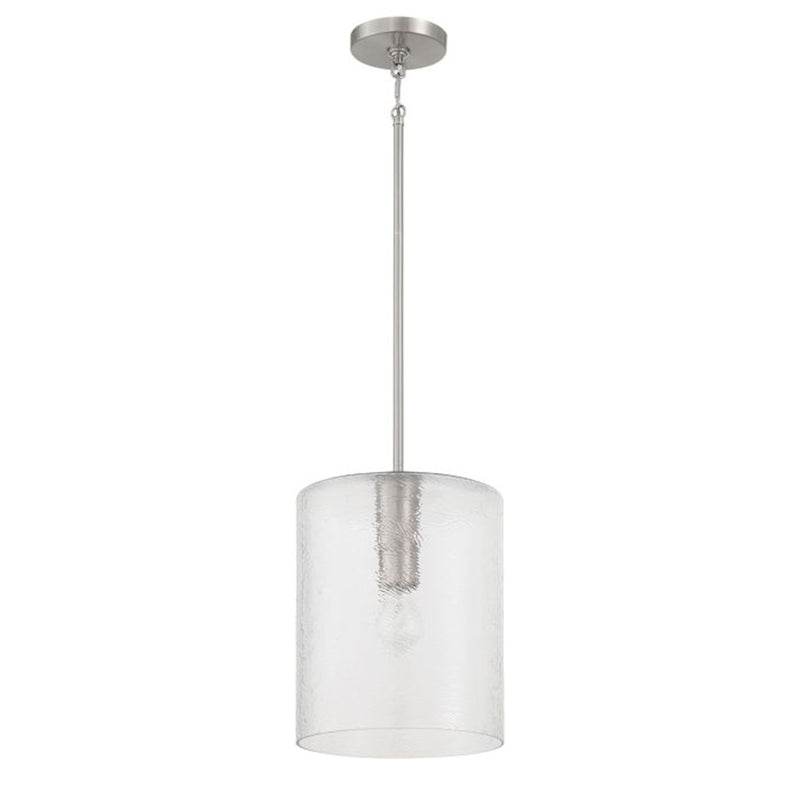 Craftmade Lyndsey 1 Light Pendant, Nickel/Clear Textured