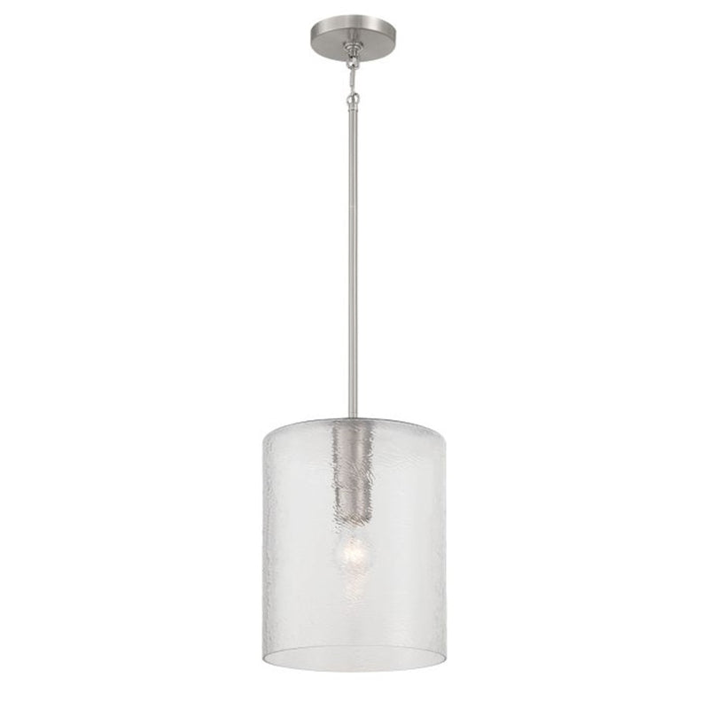 Craftmade Lyndsey 1 Light Pendant, Nickel/Clear Textured