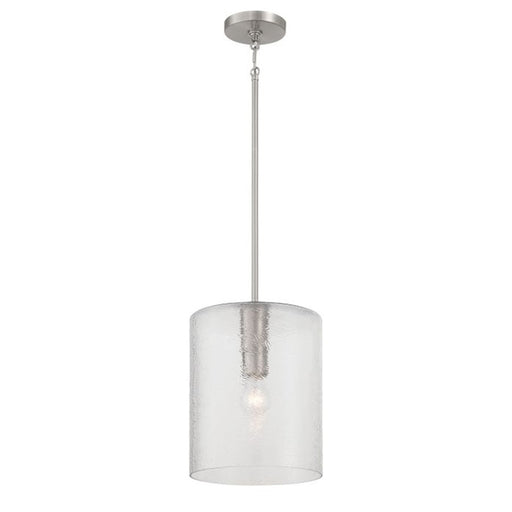 Craftmade Lyndsey 1 Light Pendant, Nickel/Clear Textured