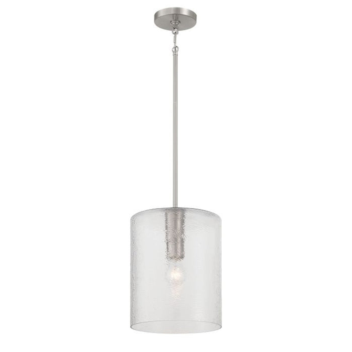 Craftmade Lyndsey 1 Light Pendant, Nickel/Clear Textured