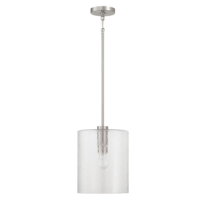 Craftmade Lyndsey 1 Light Pendant, Nickel/Clear Textured