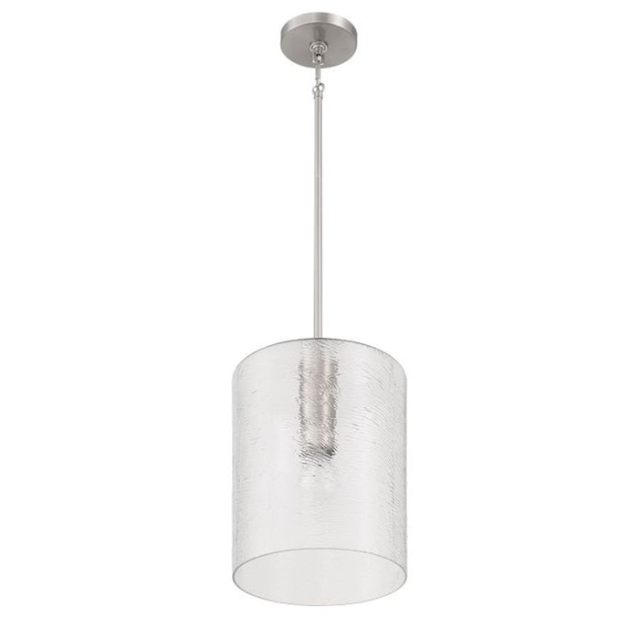 Craftmade Lyndsey 1 Light Pendant, Nickel/Clear Textured