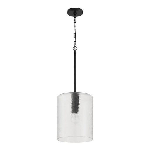 Craftmade Lyndsey 1 Light Pendant, Black/Clear Textured - 60292-FB