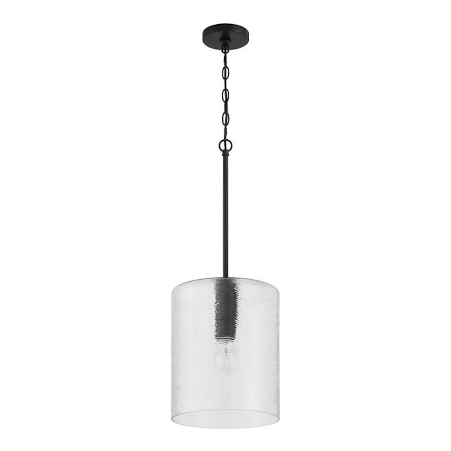 Craftmade Lyndsey 1 Light Pendant, Black/Clear Textured - 60292-FB