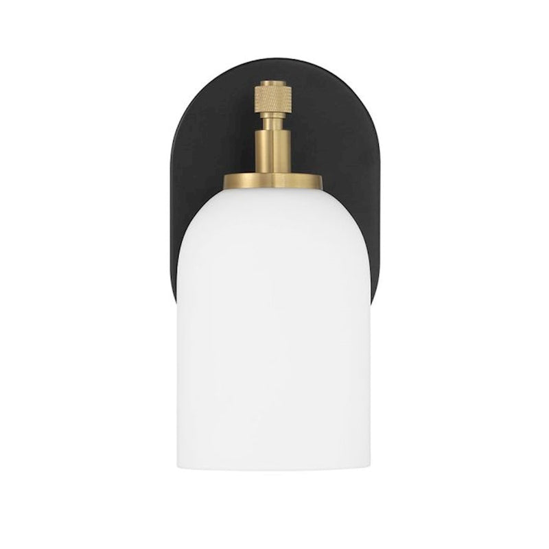 Craftmade Council 1 Light Wall Sconce, Black/Brass/White Frosted