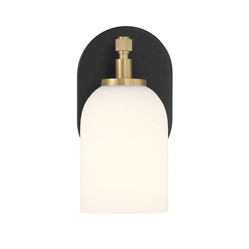 Craftmade Council 1 Light Wall Sconce, Black/Brass/White Frosted