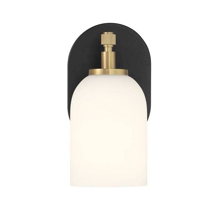 Craftmade Council 1 Light Wall Sconce, Black/Brass/White Frosted