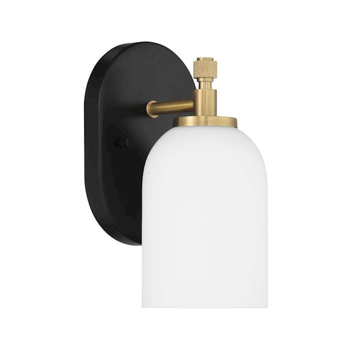 Craftmade Council 1 Light Wall Sconce, Black/Brass/White Frosted