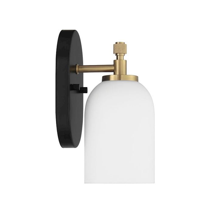 Craftmade Council 1 Light Wall Sconce, Black/Brass/White Frosted