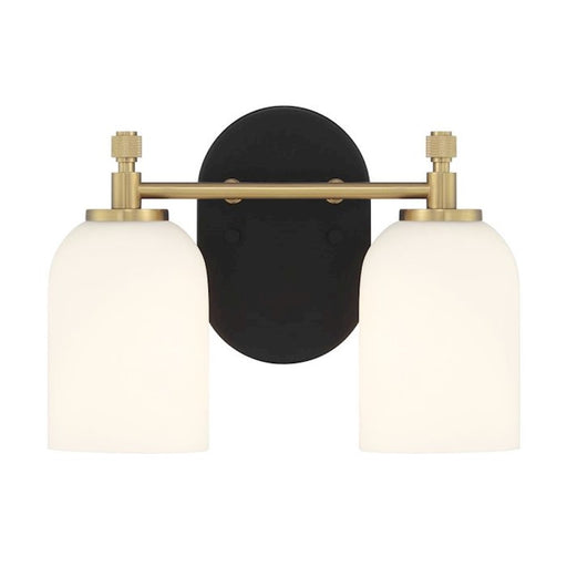 Craftmade Council 2 Light Vanity, Black/Brass/White Frosted