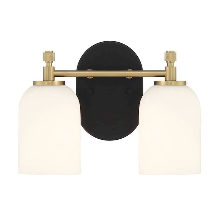 Craftmade Council 2 Light Vanity, Black/Brass/White Frosted