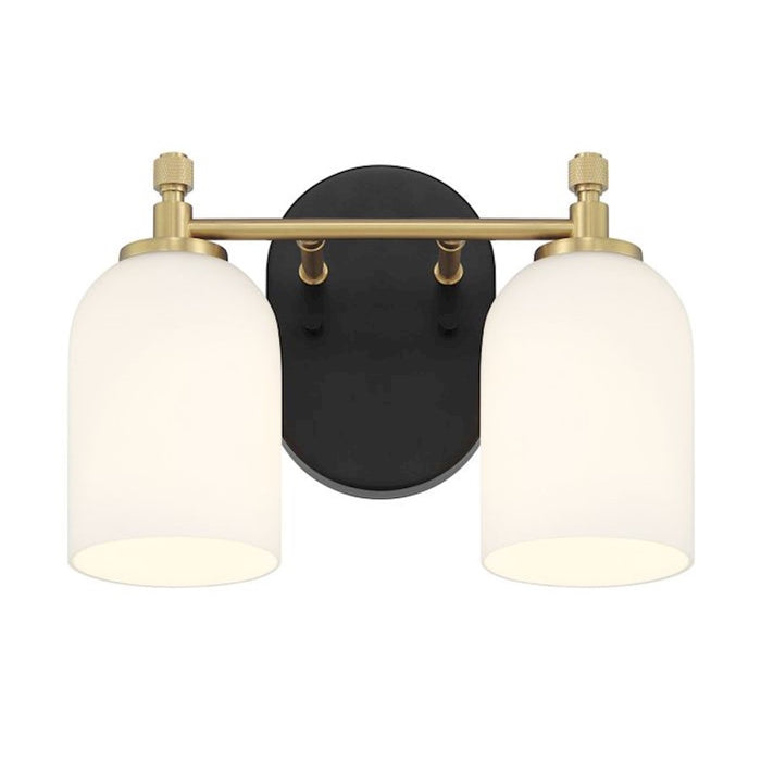 Craftmade Council 2 Light Vanity, Black/Brass/White Frosted