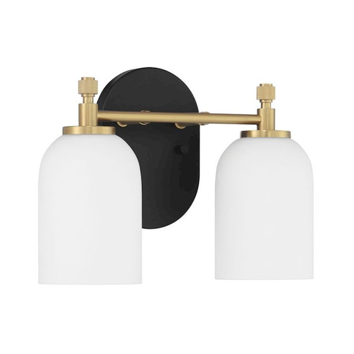 Craftmade Council 2 Light Vanity, Black/Brass/White Frosted