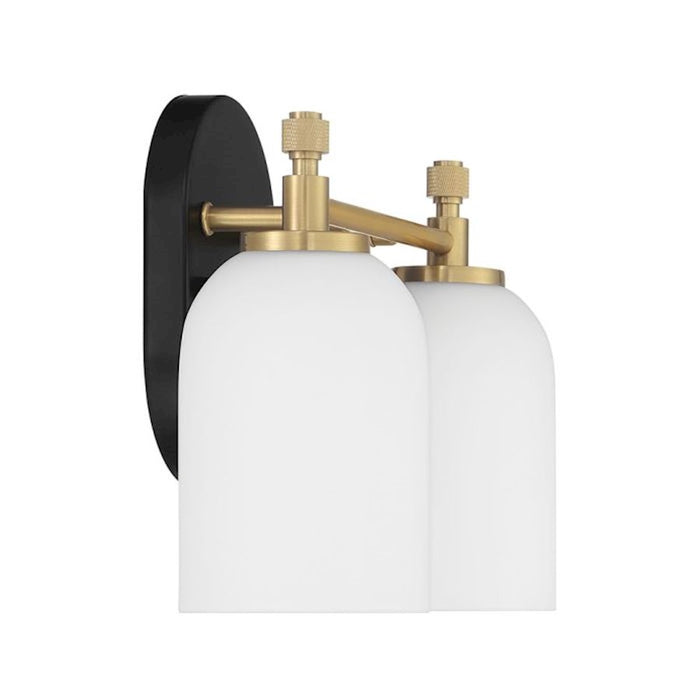 Craftmade Council 2 Light Vanity, Black/Brass/White Frosted