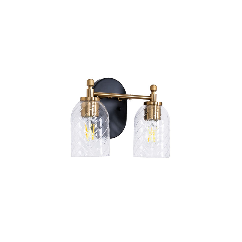 Craftmade Council 2Lt Vanity, Flat Black/Satin Brass