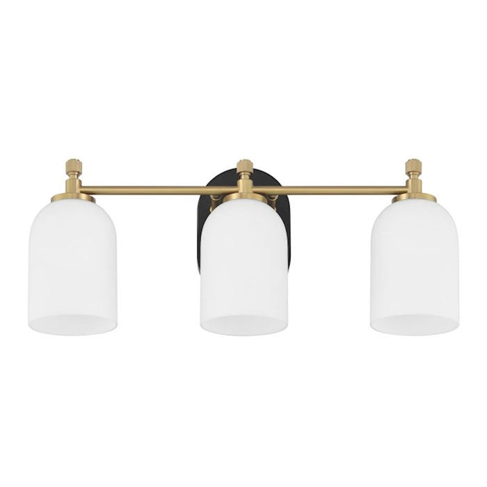 Craftmade Council 3 Light Vanity, Black/Brass/White Frosted
