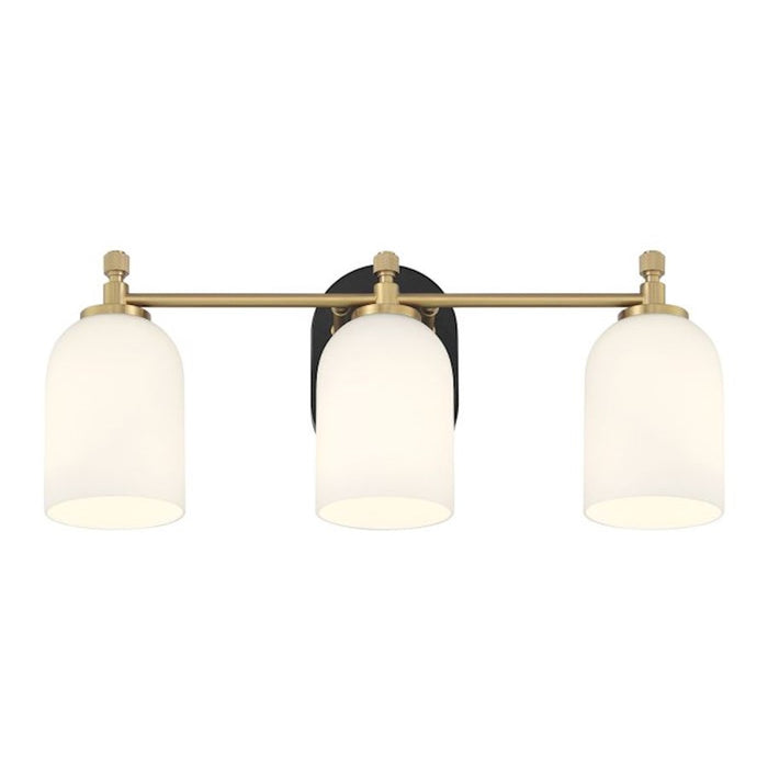 Craftmade Council 3 Light Vanity, Black/Brass/White Frosted