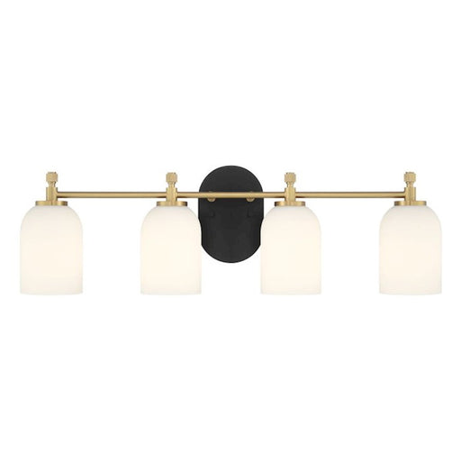 Craftmade Council 4 Light Vanity, Black/Brass/White Frosted