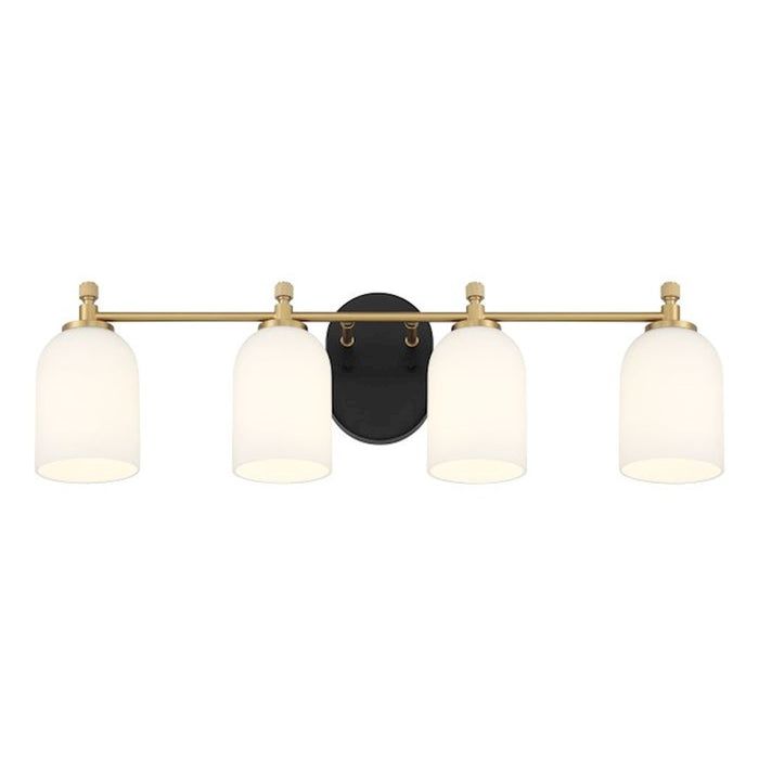 Craftmade Council 4 Light Vanity, Black/Brass/White Frosted