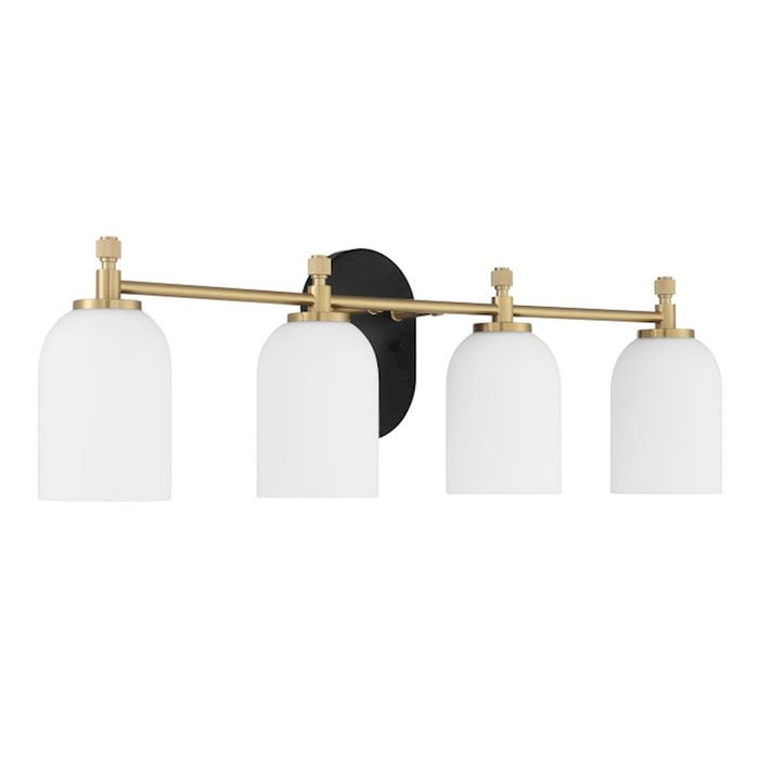 Craftmade Council 4 Light Vanity, Black/Brass/White Frosted