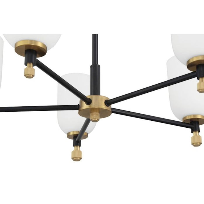 Craftmade Council 5 Light Chandelier, Black/Brass/White Frosted