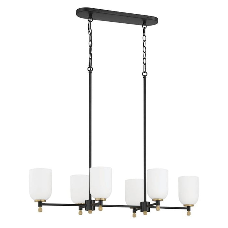 Craftmade Council 6 Light Island, Black/Brass/White Frosted