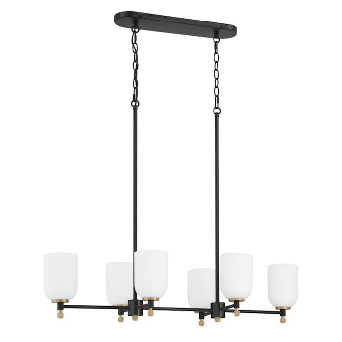 Craftmade Council 6 Light Island, Black/Brass/White Frosted - 60376-FBSB