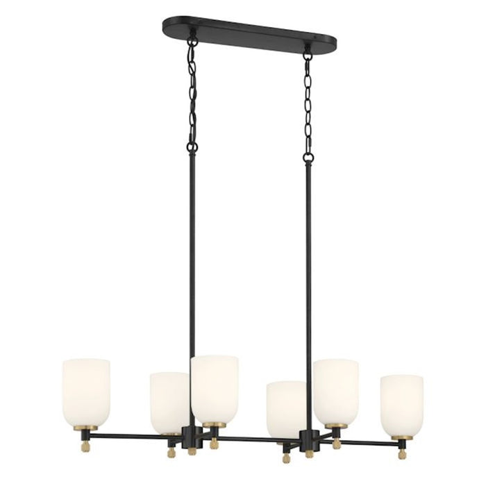 Craftmade Council 6 Light Island, Black/Brass/White Frosted