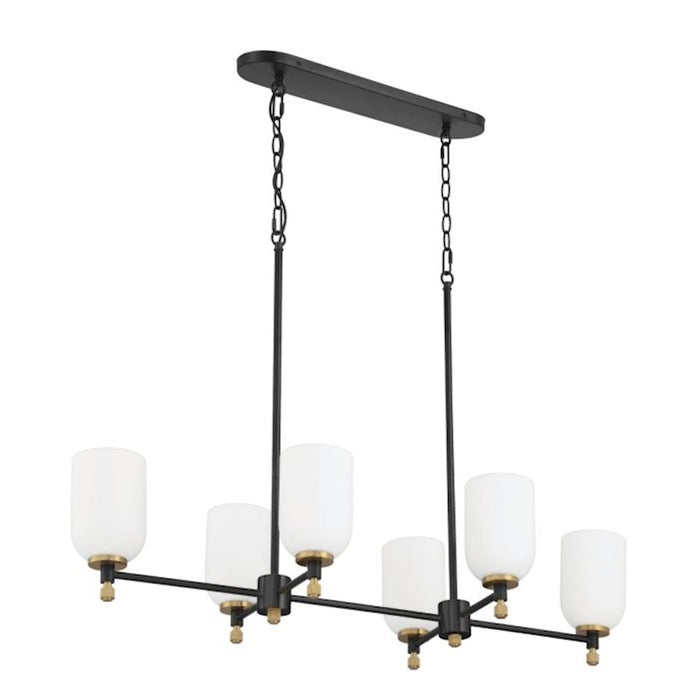 Craftmade Council 6 Light Island, Black/Brass/White Frosted